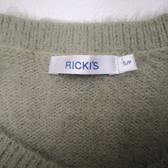 Ricki's Ladies Size Small Sage Green V-neck Eyelash Knit Straight Fit Sweater - Picture 3 of 8